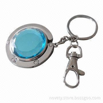 Keychain Crystal Bag hanger, Customized Design/Logo Accepted, Diameter 45mm, 35mm